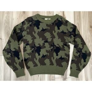 Vintage 80s Black Sheep Camo Knit Crewneck Sweater Men’s Medium Hunting